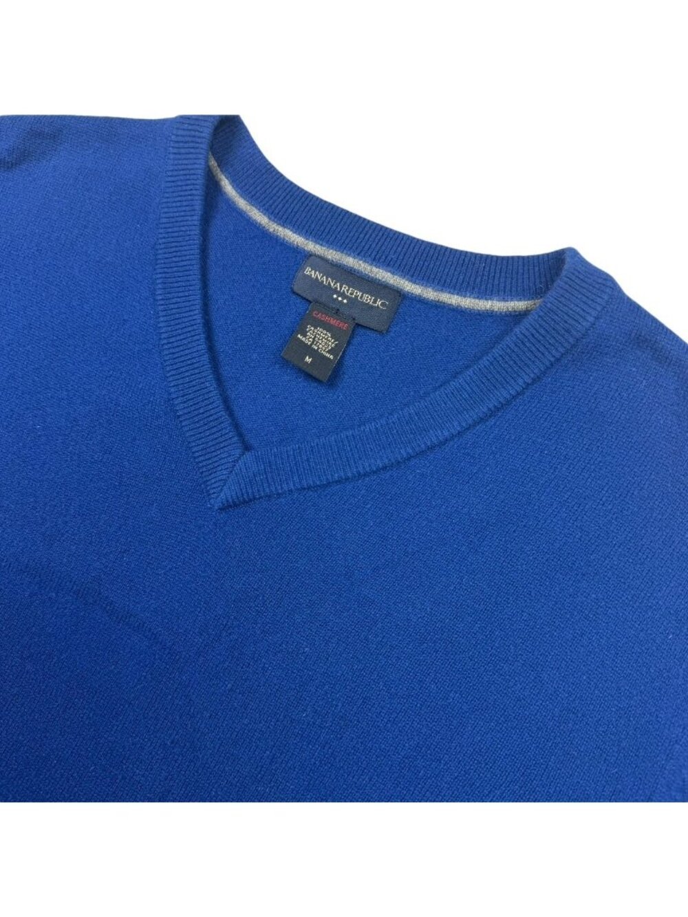 Banana Republic Men’s 100% Cashmere V-Neck Pullover Sweater Blue• Medium
